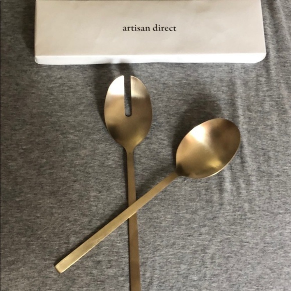 Gold serving spoon set